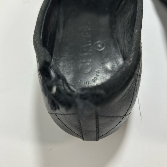 CHANEL Cambon Line Flat Shoes Leather Enamel Coco Mark CC Logo Size 7.5 Black - Picture 10 of 16